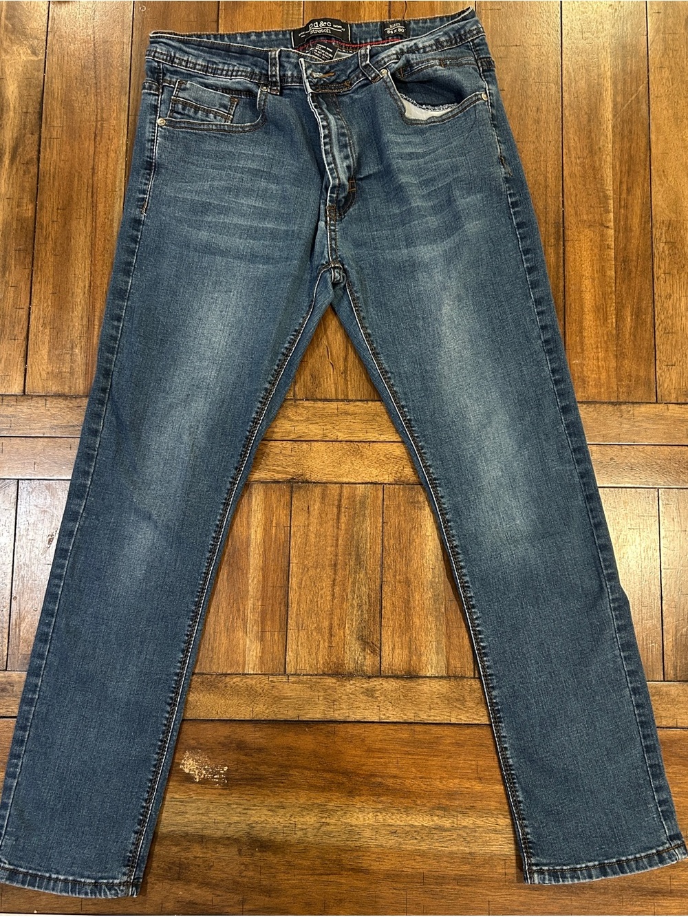 PD&C Men's Slim Straight Jeans - Medium Blue Wash